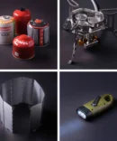 SmartOutdoor Set 5.0 KOCHENOHNESTROM.CH (Kocher, Gaskartusche, Windschutz, LED Solar-Kurbel Lampe)